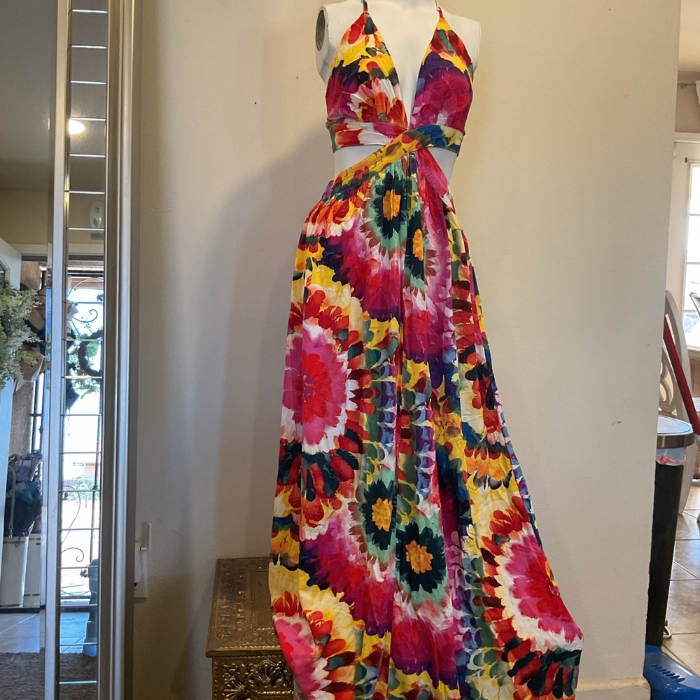 Fashion Nova Red Pink Halter Sundress